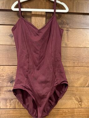 Burgundy Adjustable Strap Princess Seam Leotard Bodysuit - size S